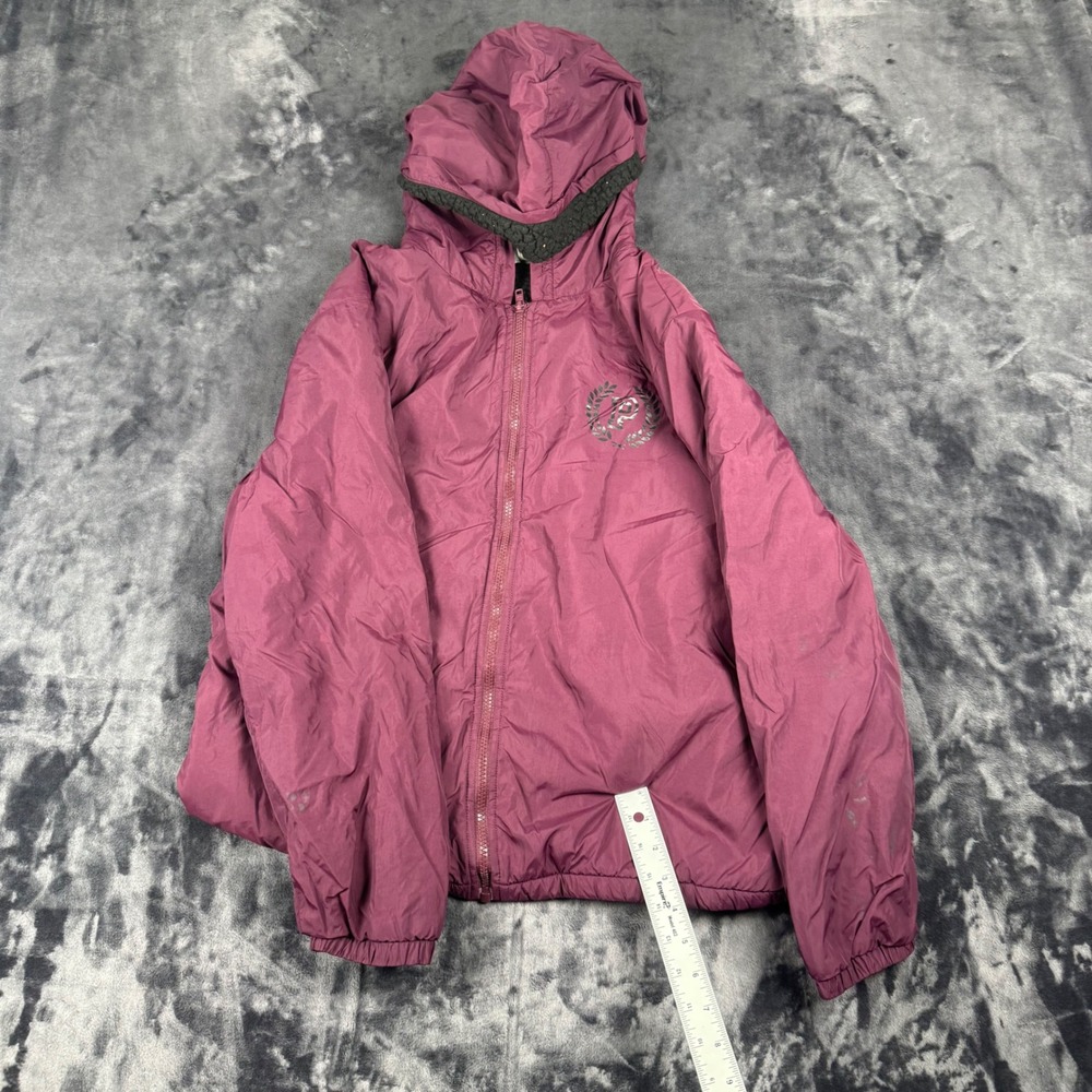 PINK Victoria's Secret Windbreaker Women XS/S Burgundy Sherpa Hooded Jacket